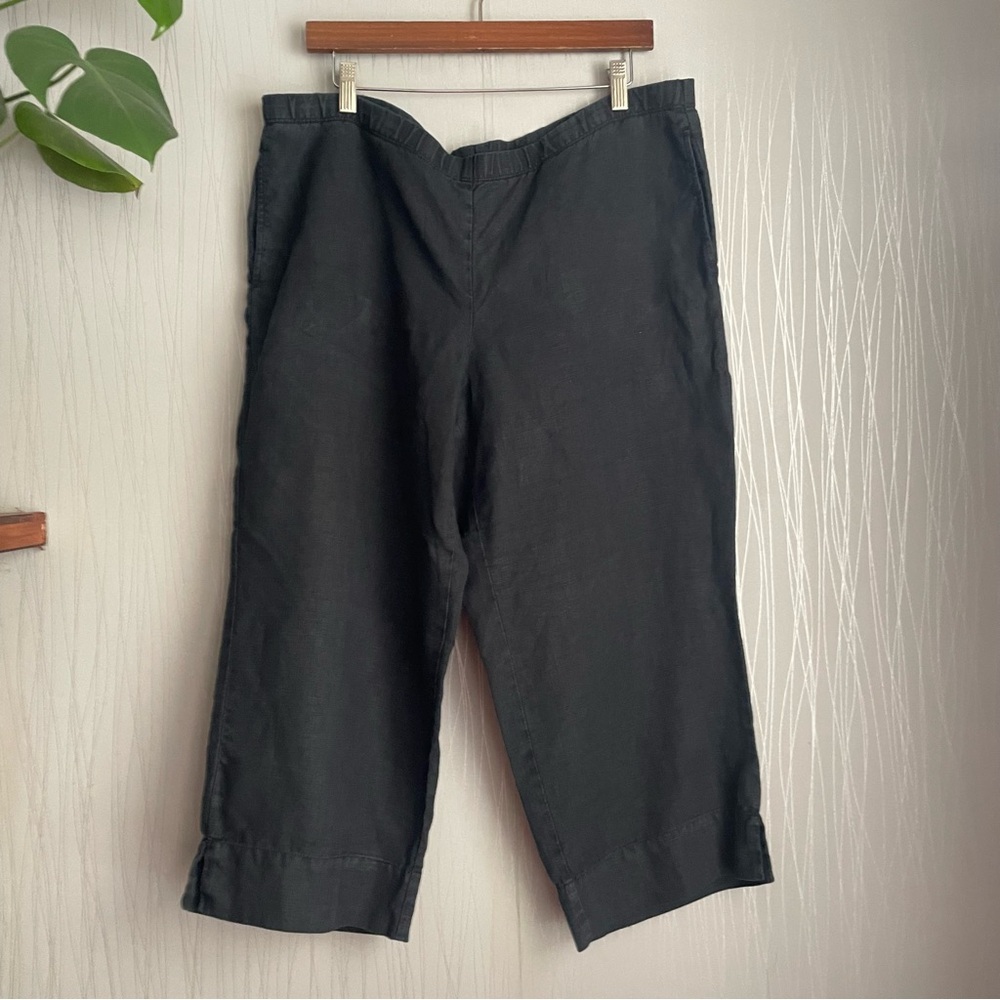 J Jill Love Linen Black Cropped Pants size medium petite